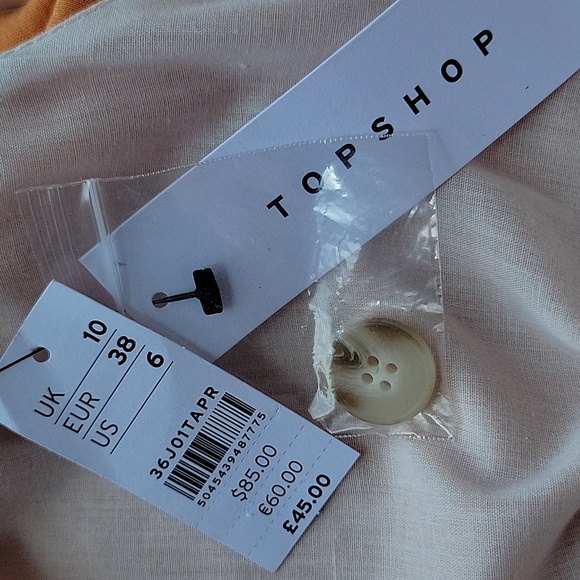 Topshop Sleeveless Tie Waist Wide Leg Jumpsuit Apricot Sz 6 - Picture 13 of 14